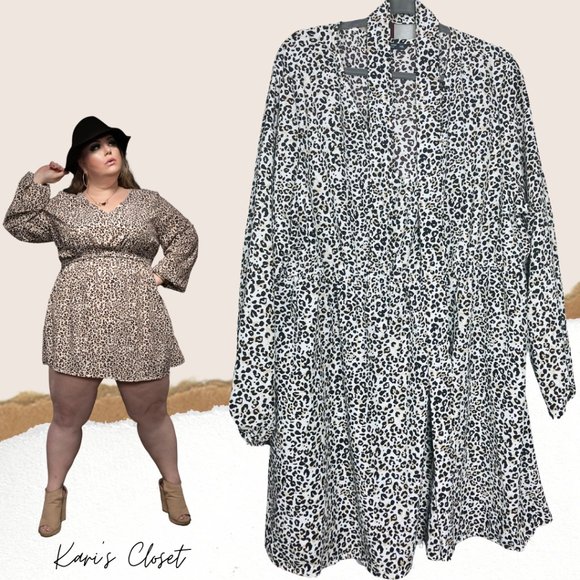 ✅ Shein Boho Plus Cheetah Print Dress + - Picture 1 of 6